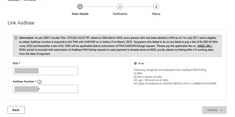 Pan Aadhar Link Online