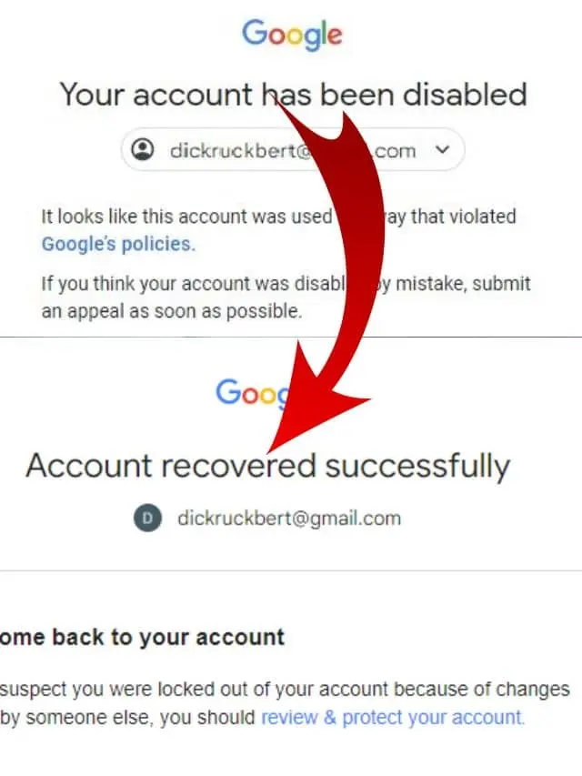 Google account disabled